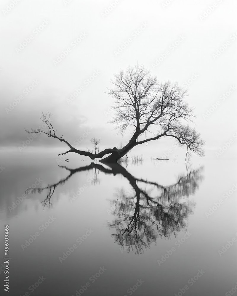 solitary-tree-reflected-in-calm-waters-stockpack-adobe-stock